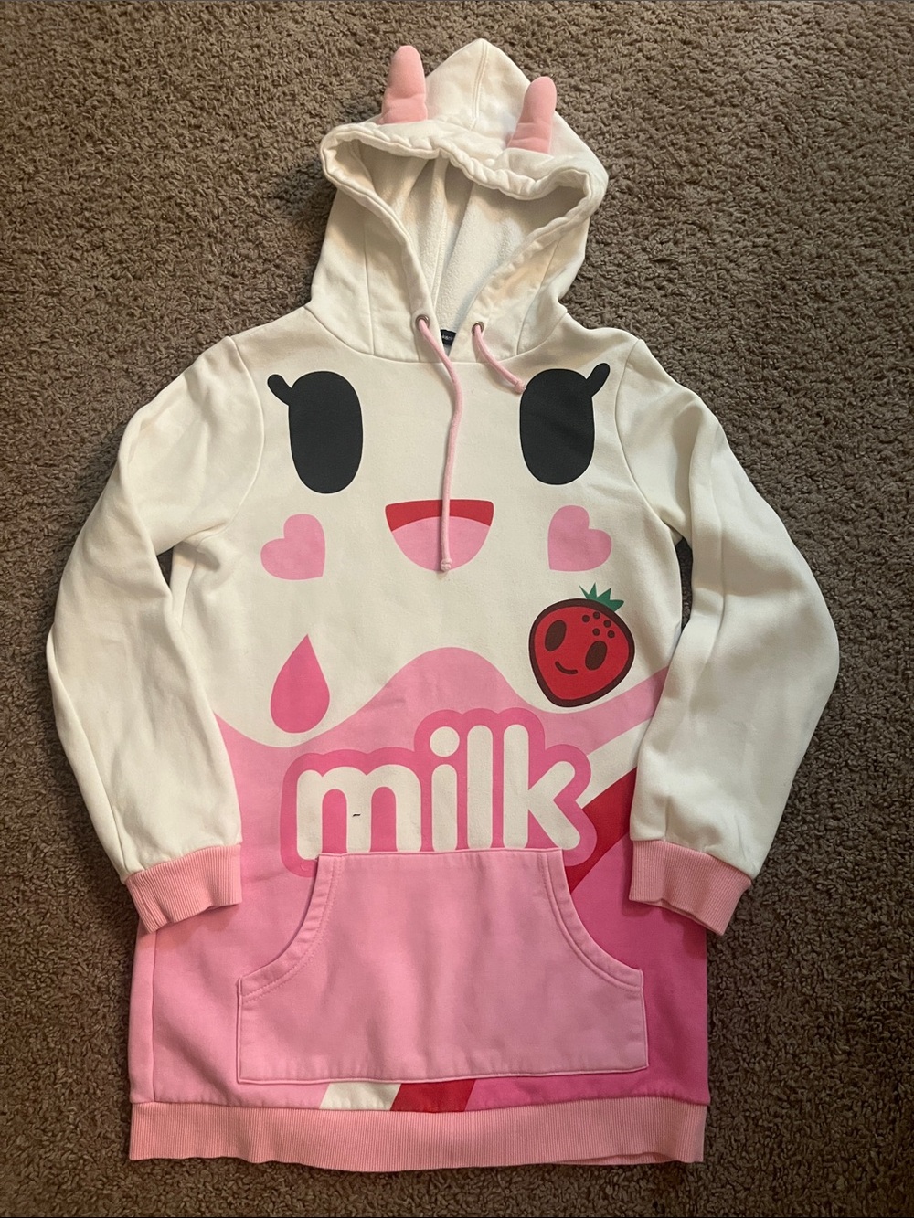 Women’s Tokidoki Pink & White 'Milk' Graphic Hooded Sweatshirt